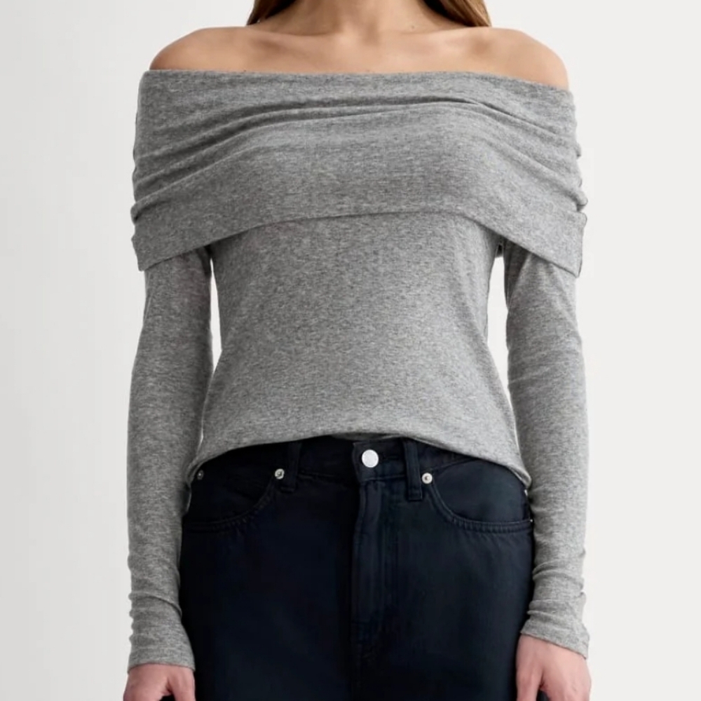 NWT Everlane Off The Shoulder Top In Butterluxe XL Stretchy Very Soft